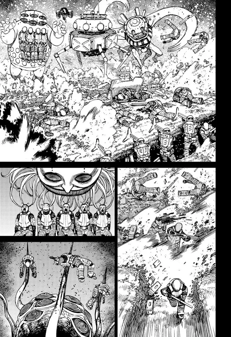 Some soldiers are fighting against hideous, giant aliens.