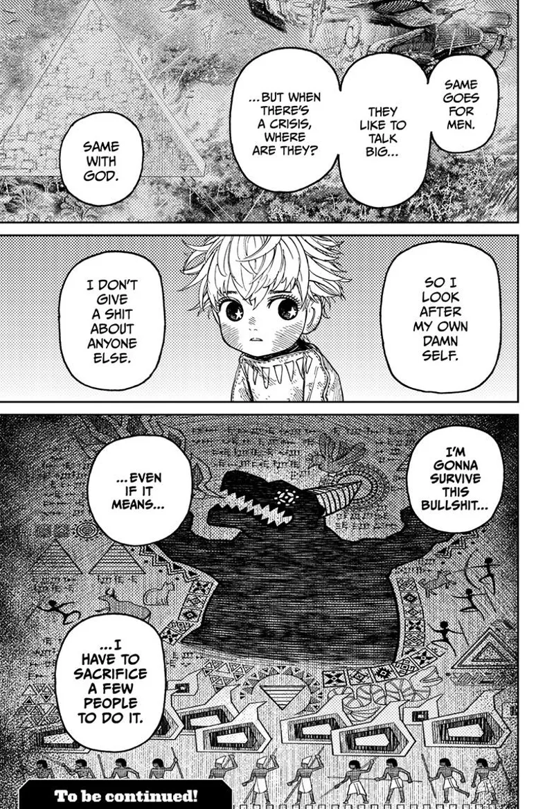 The kid listens as granny reveals they are abandoned by their God. She now just wants to survive.