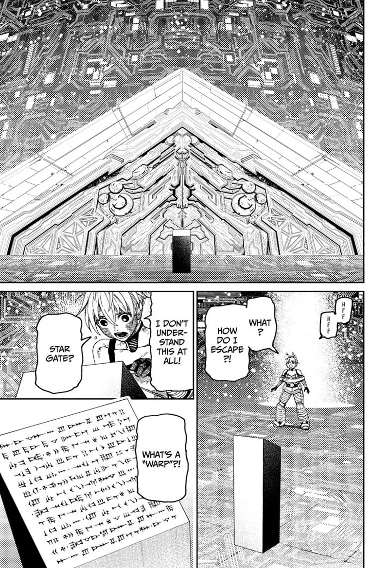 Vamola enters the pyramid and sees a console. She tries to understand everything inside.