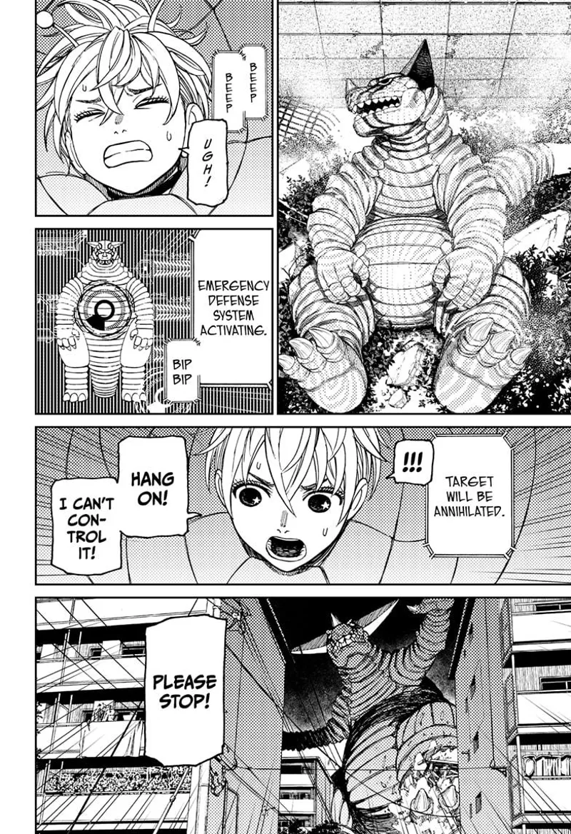 Vamola's suit unleashes an emergency defense system, and she becomes a giant who wants to defeat the cursed Okarun.