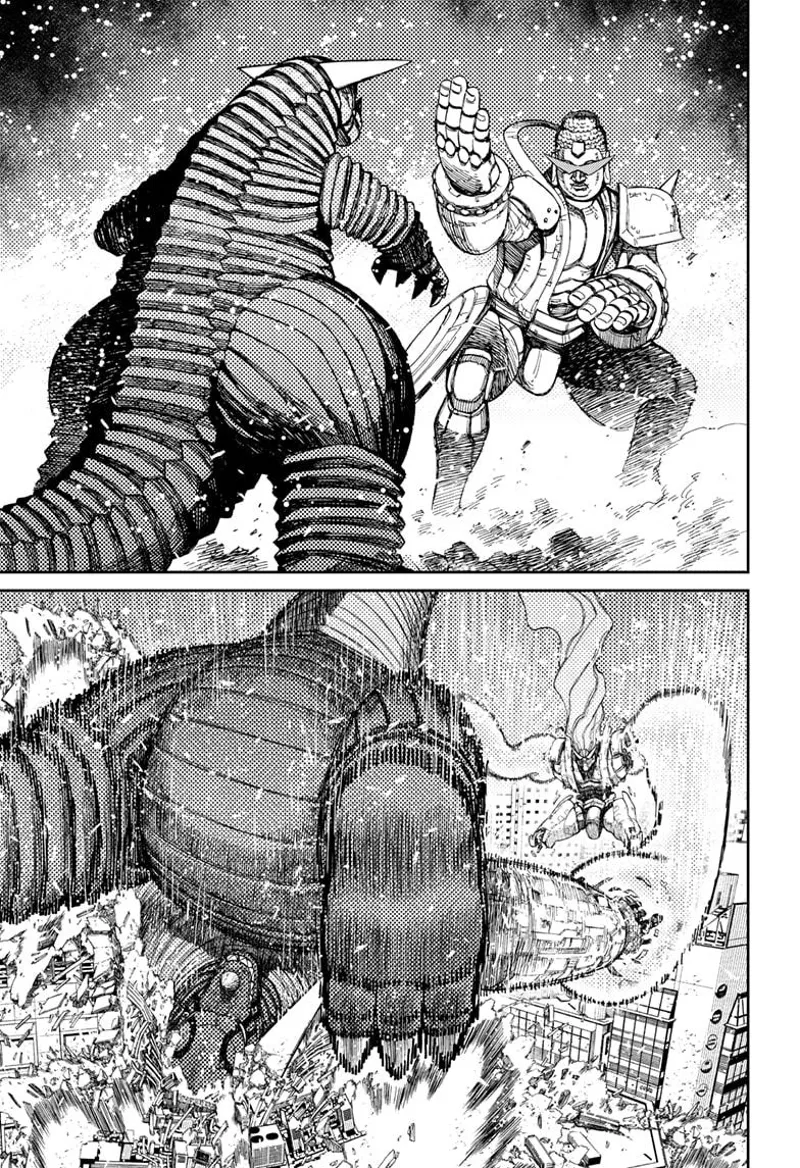 Kaiju Vamola fights a giant robot, and she is defeated.