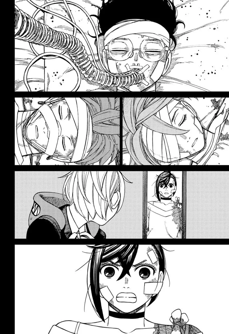 Okarun is badly injured with a hose in her mouth. Momo sees Vamola, and she gets angry.