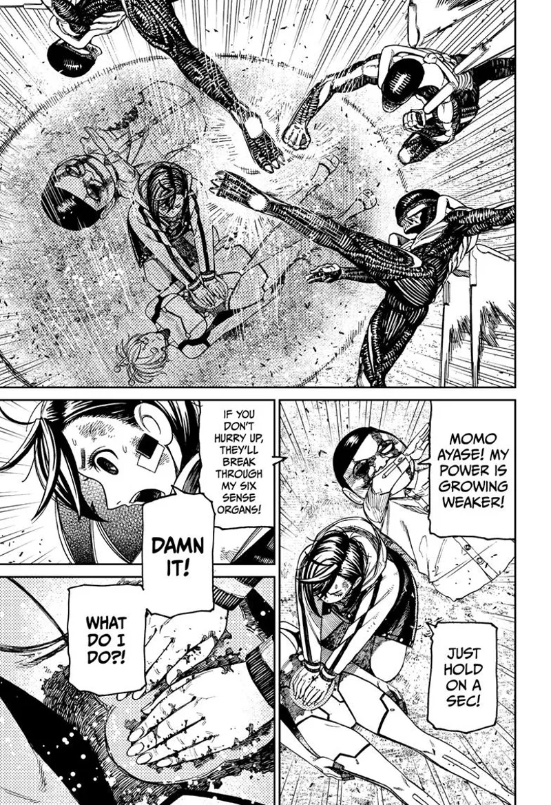 Serpo tells Momo his powers are getting weaker as the skinny alien attacks his barrier.