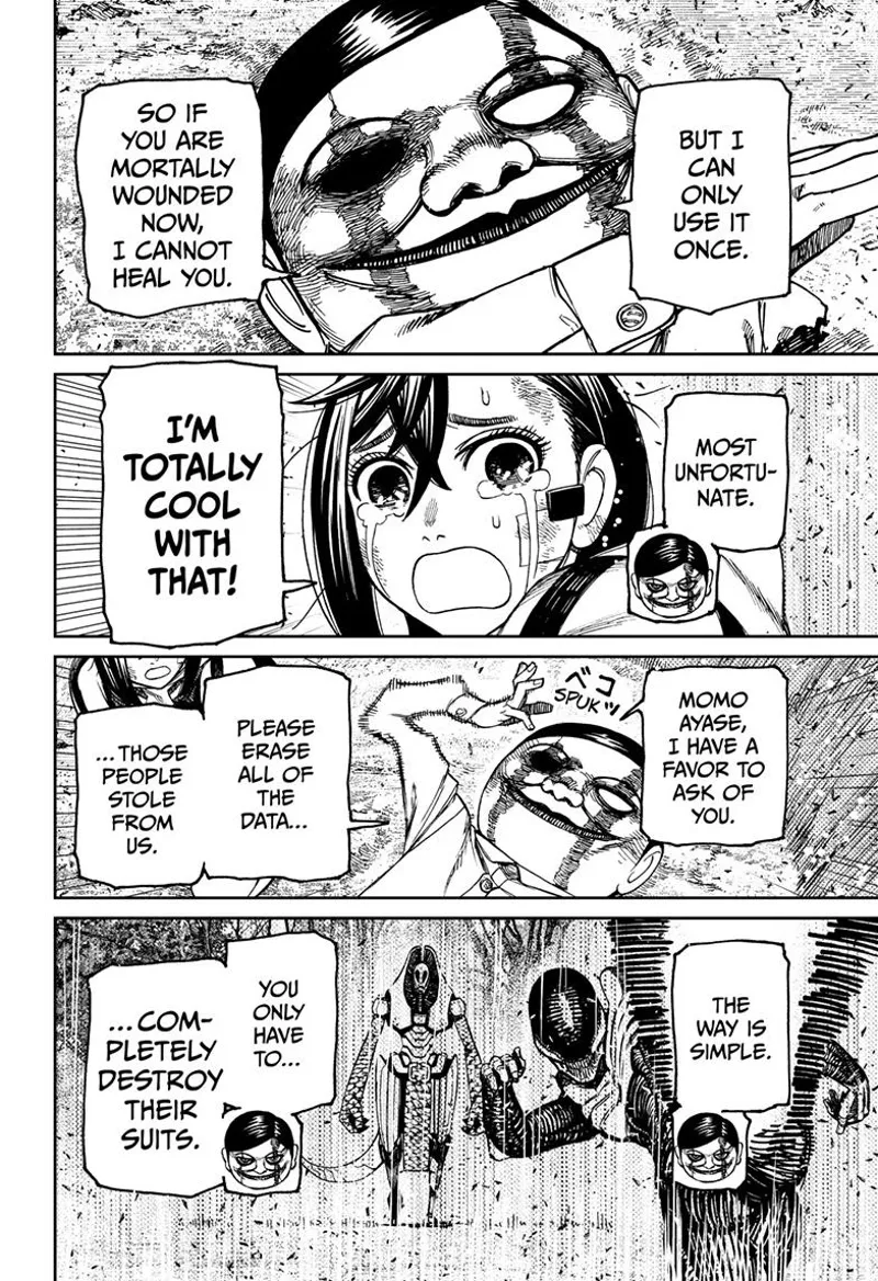 Serpo asks Momo to erase the data the enemies had on them by completely destroying their suits.