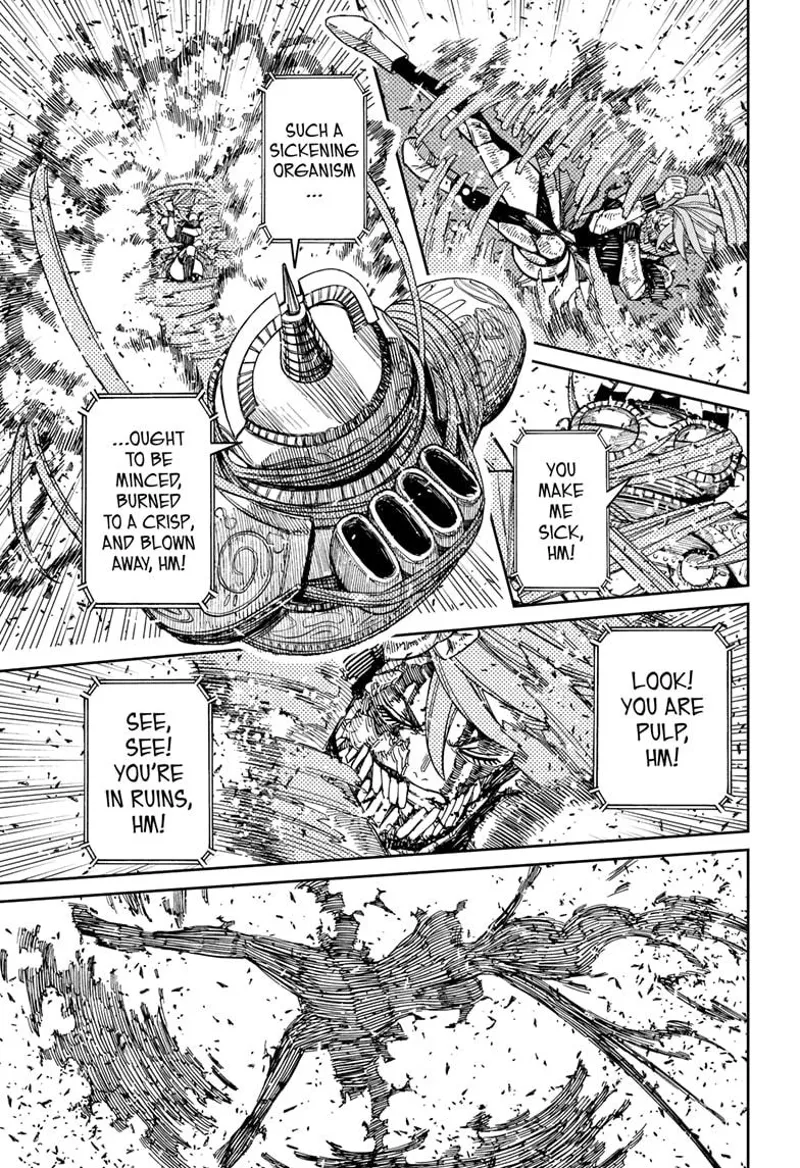 The missile robot counters and rains more missiles at cursed Aira.