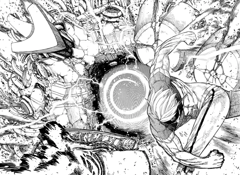 Evil Eye punches a massive hole in the alien's belly.