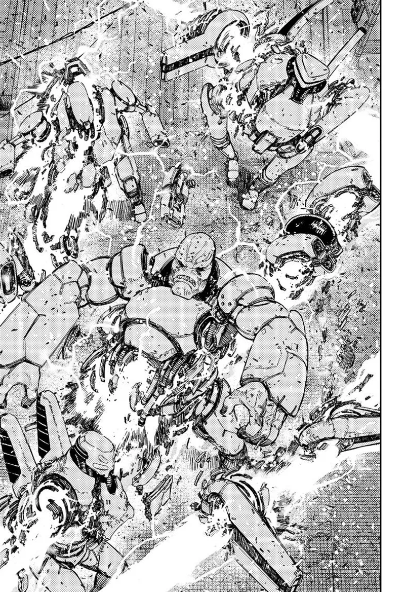 Cursed Okarun swiftly destroys many aliens using electric shock and his swift movements.