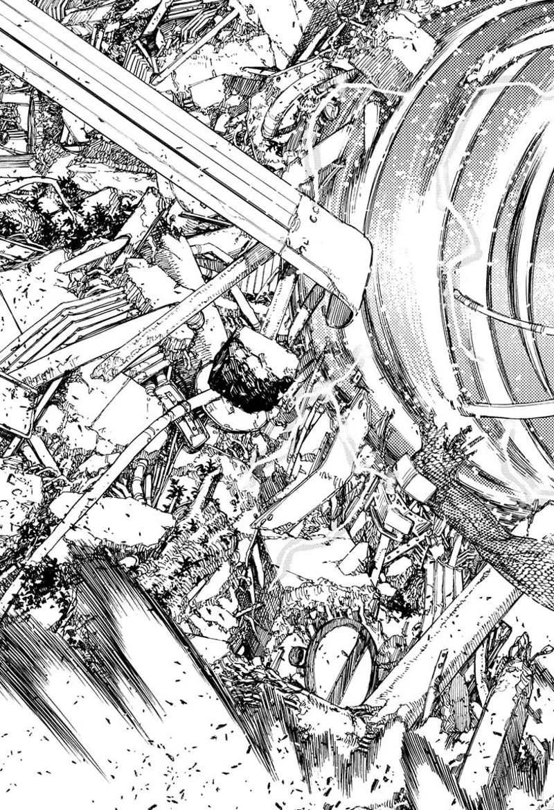 Huge and countless debris appears from the explosion.