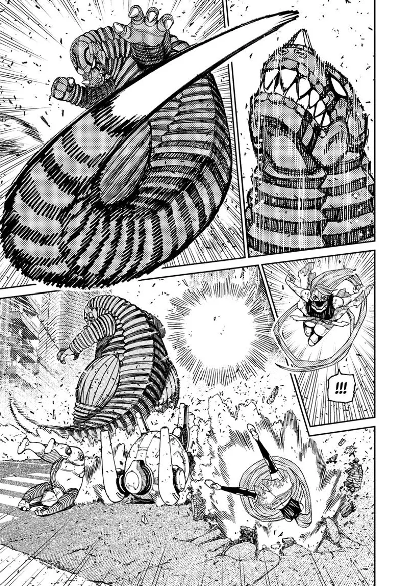 Kaiju Vamola starts going crazy and hits cursed Aira with its tail.