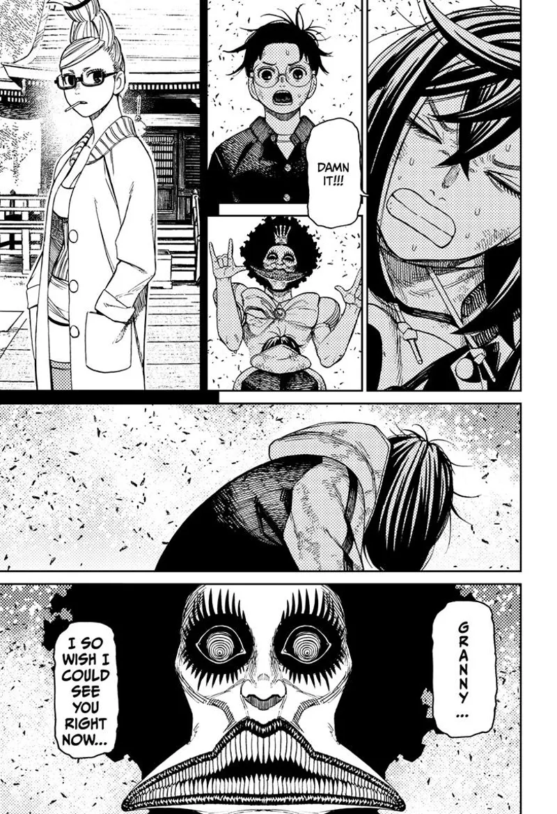 Momo feels helpless, and she wants to see Grandma right now. Reiko watches her.