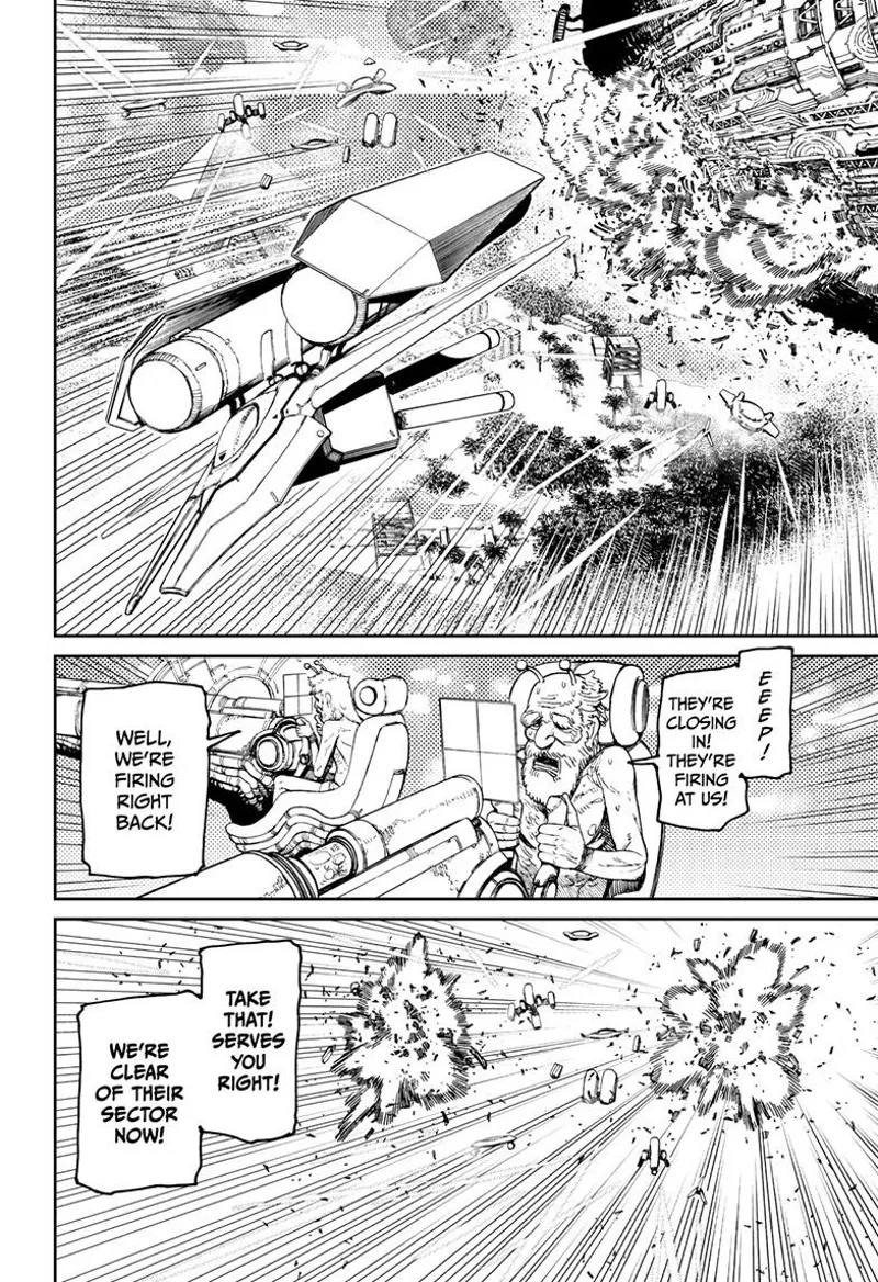 A space war with Sumerian men on spaceships fighting and destroying enemies.