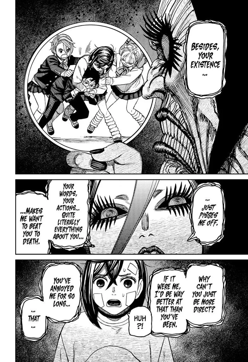 Reiko sees Momo in the mirror laughing with her friends. She says threatening words to Momo.