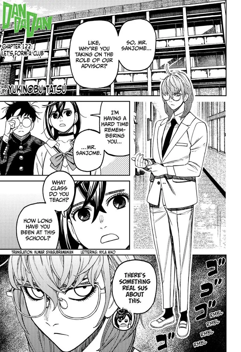 Mr. Sanjome stands, and Momo asks consecutive questions because he looks suspicious.