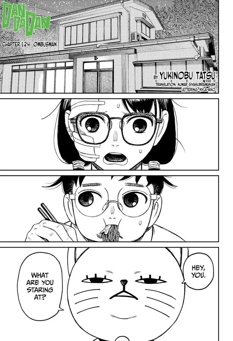 Class rep stares at Turbo Granny while Okarun is eating.