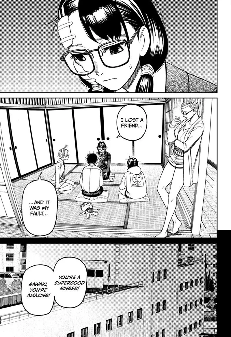 The Class rep looks sad. She sits down with Momo, Okarun, and Vamola as she recalls her past.