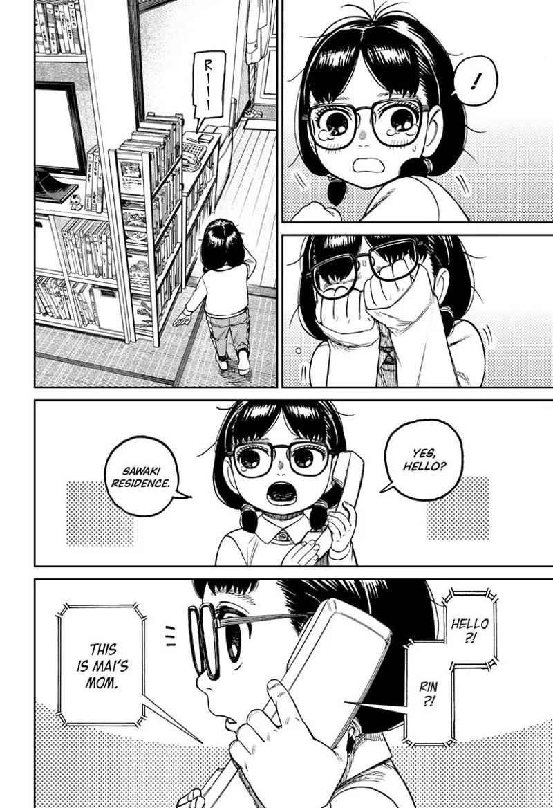 Young Rin wipes her teary eyes. She answers the phone, and Mai's mom is on the line.