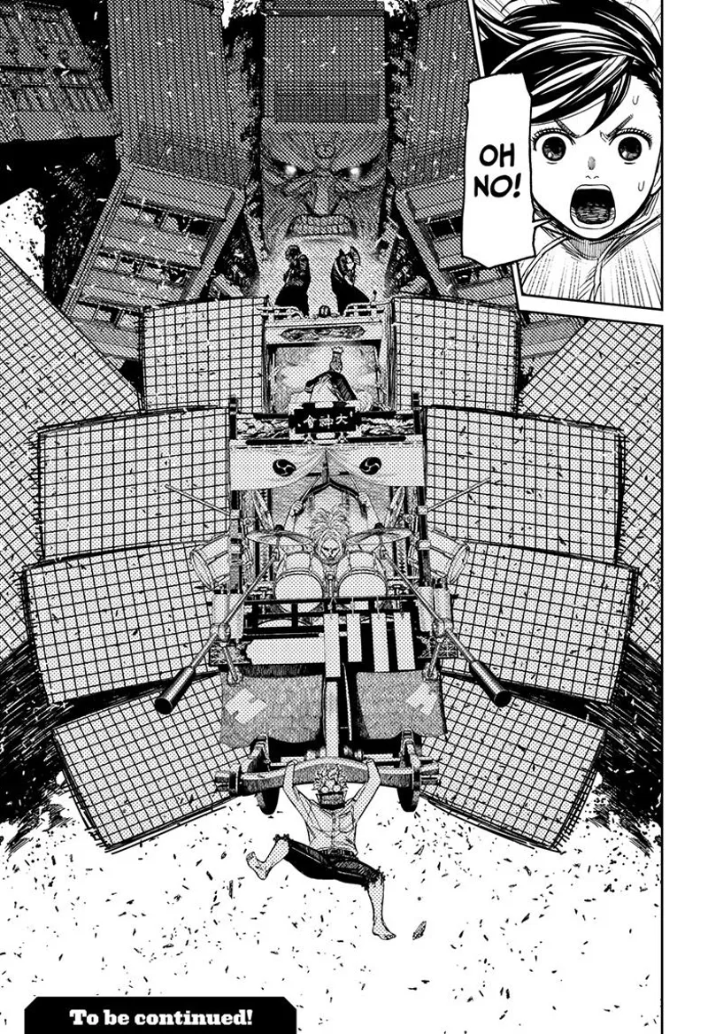 The huge monster suddenly picks up their cart mid-air. Momo is shocked!