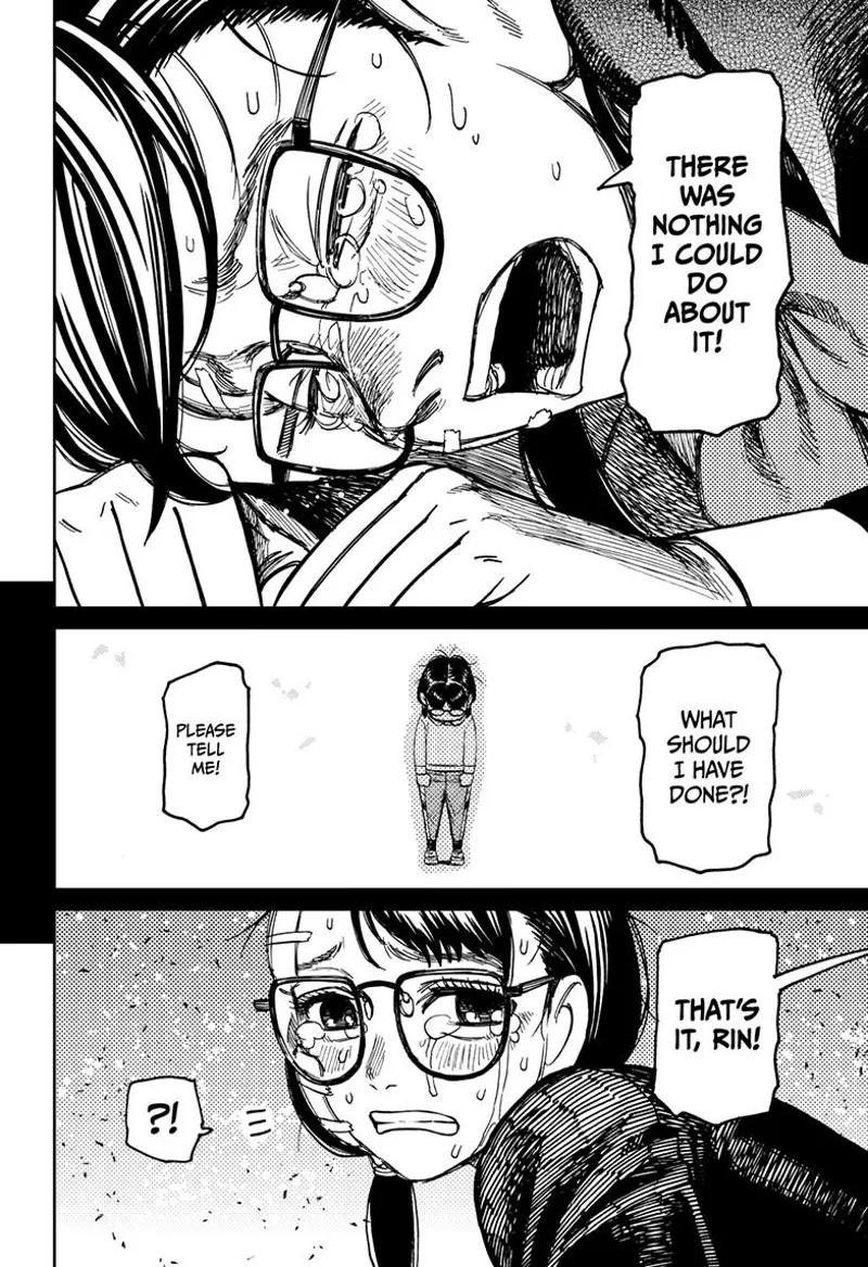 Rin cries while kneeling.