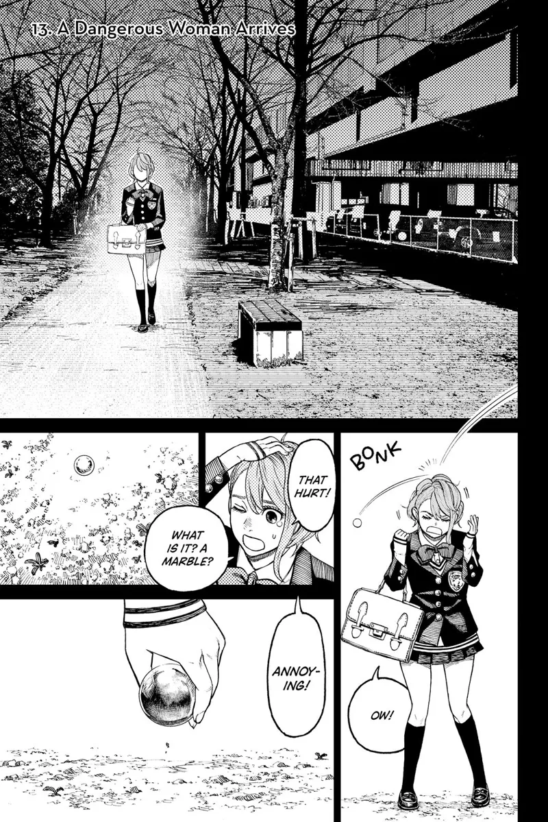 Student Aira walks alone in a park. She gets hit by a marble on her head.