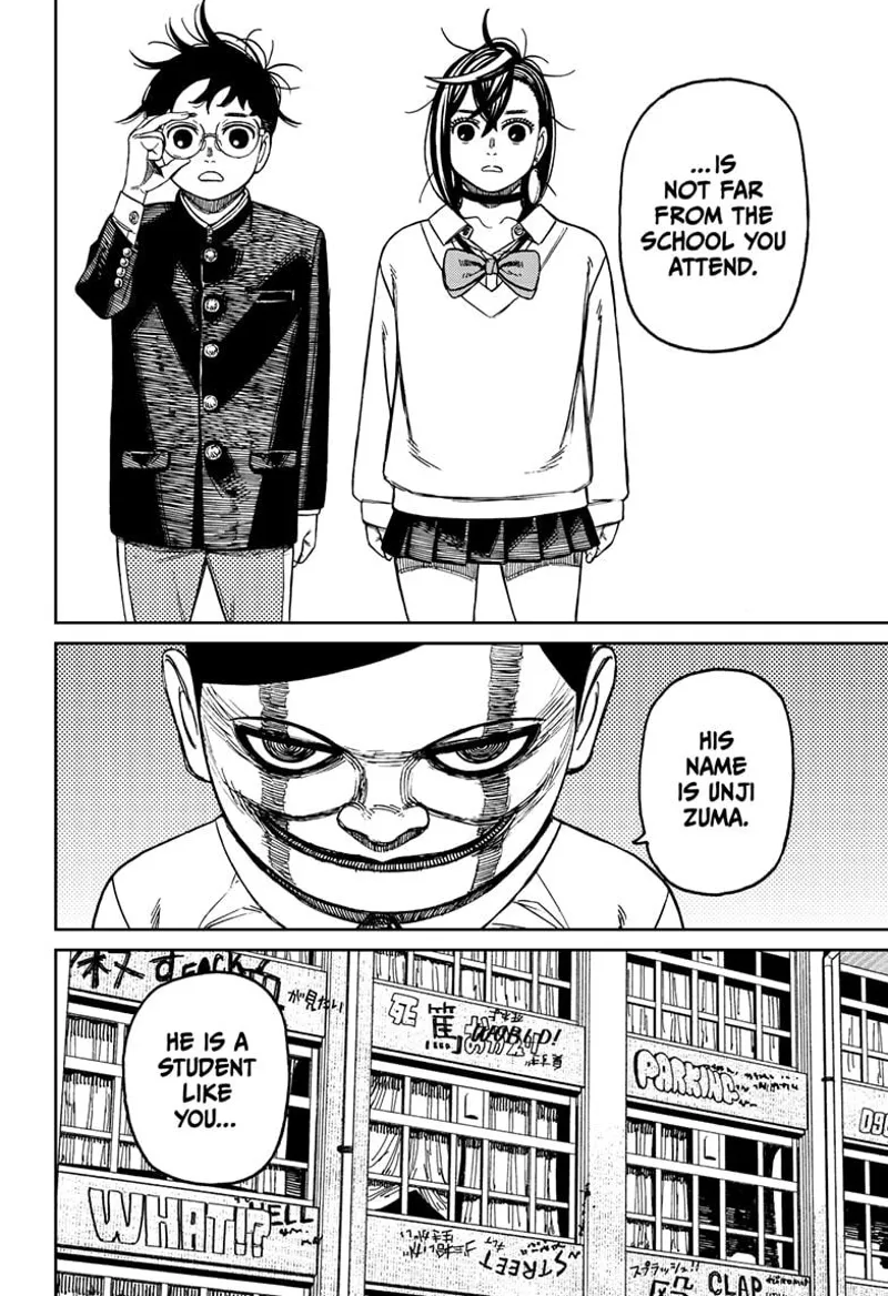 Okarun and Momo are shocked after Rokura reveals that the person who took Okarun's nut is a student like them.