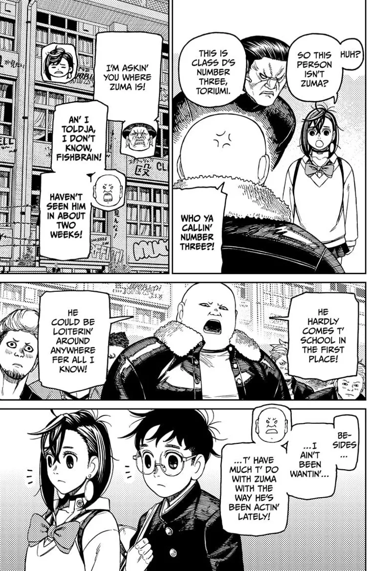 The big bald guy reveals that Unji Zuma has been out of school for two weeks and has been acting weird lately.