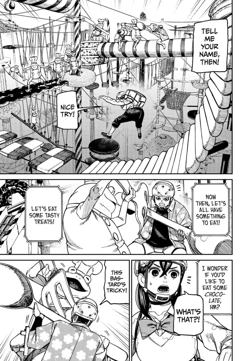 Momo jumps to a slide. Zuma is fighting a tricky frog.