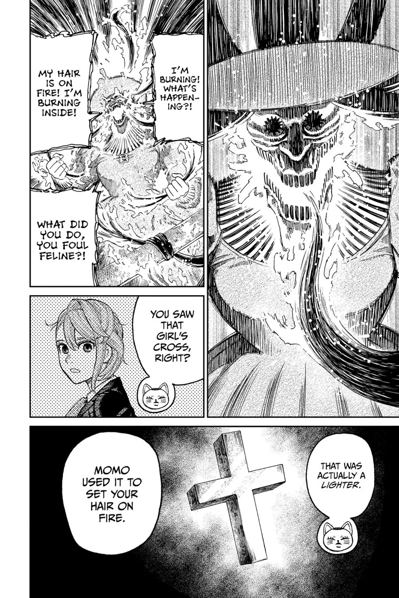 Acrobatic Silky suddenly burns aflame and screams in pain. Turbo Granny reveals the lighter she swallowed was a lighter.