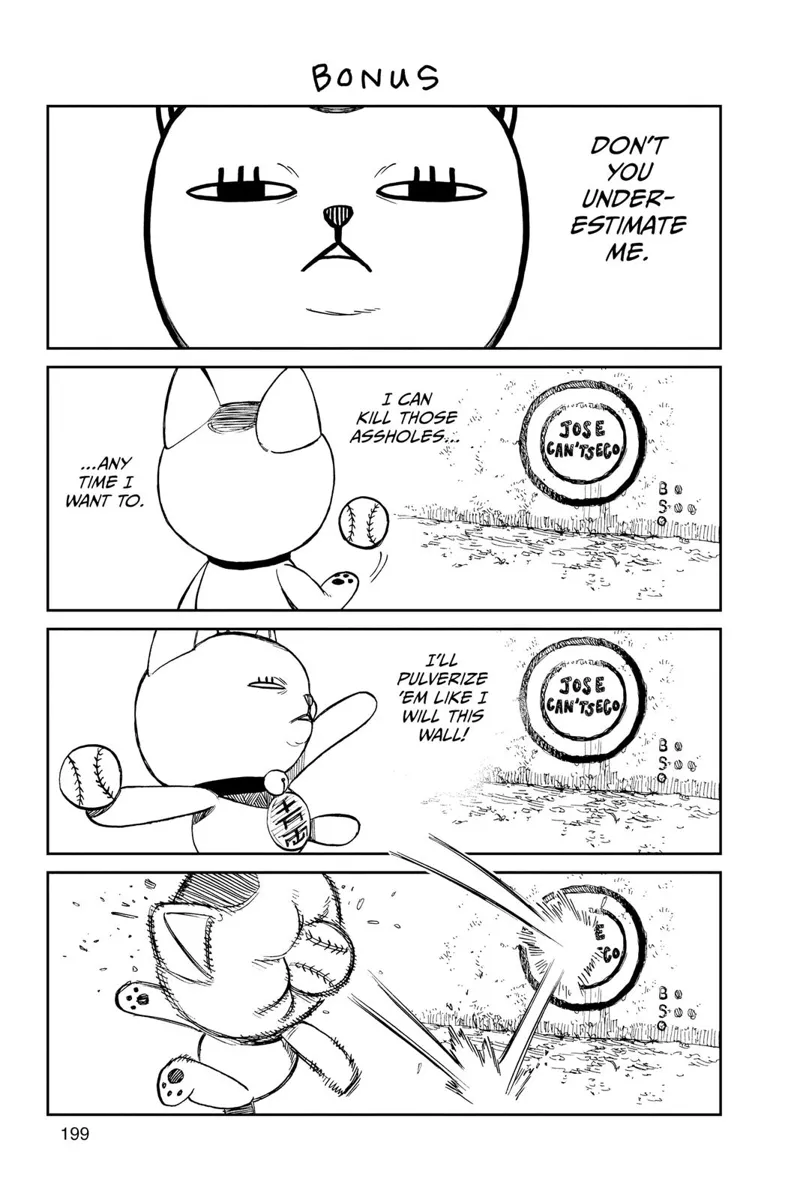 Bonus chapter where Turbo Granny throws a ball to a wall with a bullseye. The ball bounces back and hits her face.