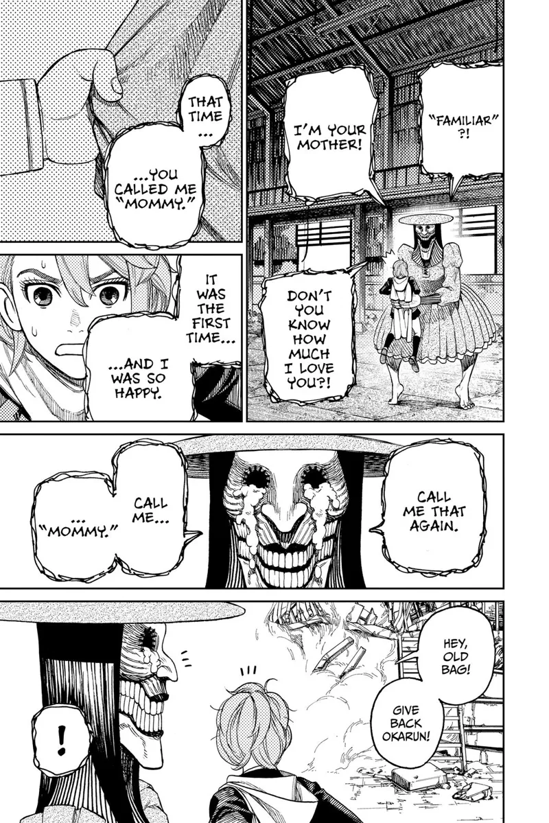 The eerie woman tells Aira she's her mother. He tells her to call her "mommy" again. Momo says to give Okarun back.