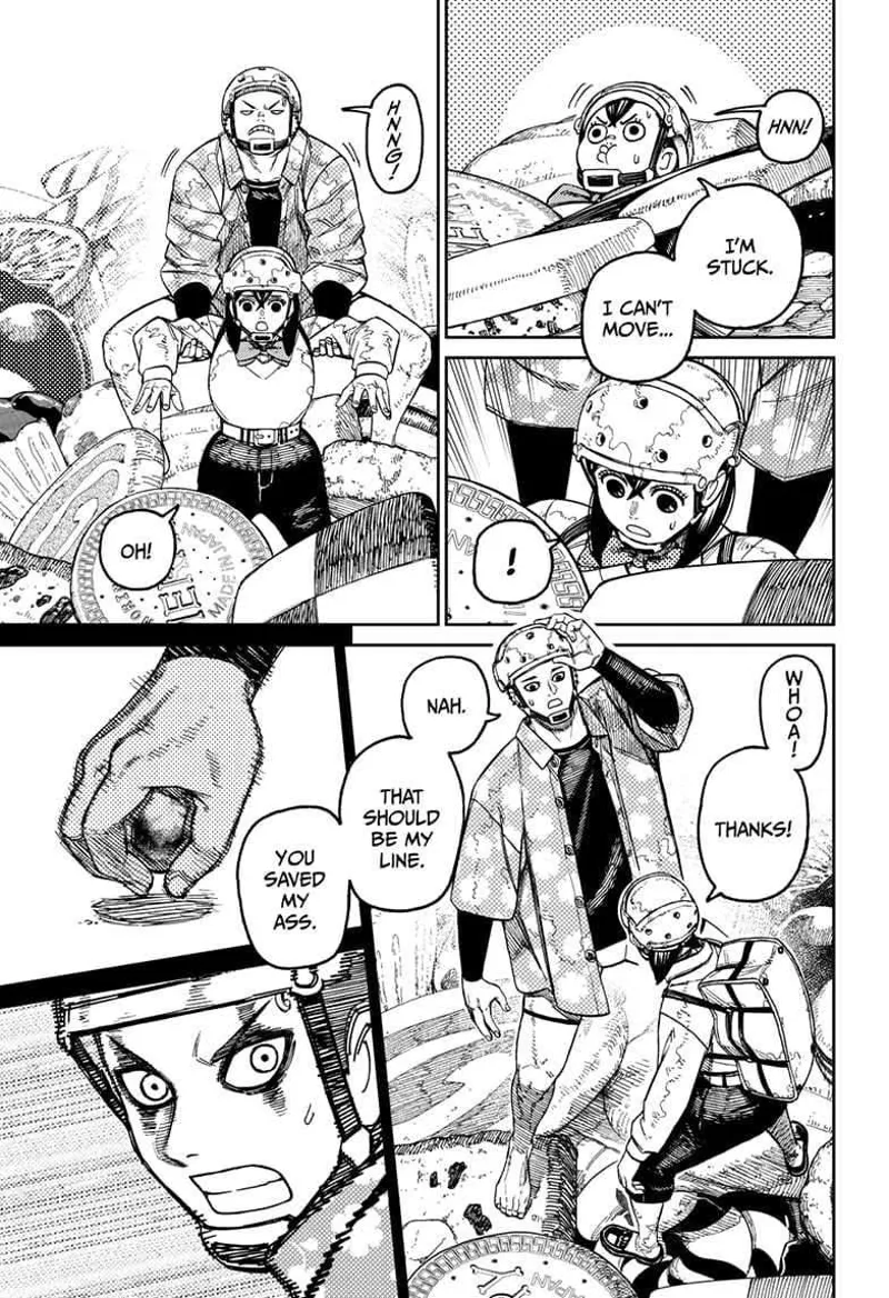 Zuma pulls Momo up after getting stuck under the piles of sweets. Zuma suddenly gets agitated.