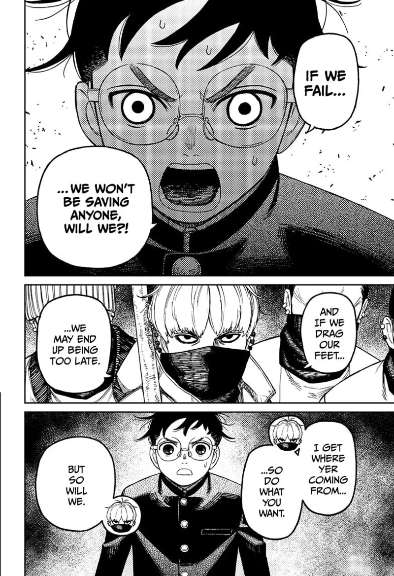 Okarun seriously tells them that they might fail. He is surprised that the thug leader doesn't care.