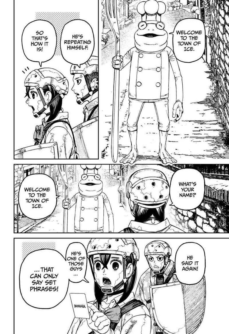 The frog keeps repeating what it says despite asking his name. Momo and Zuma wonder. They deem him an NPC.