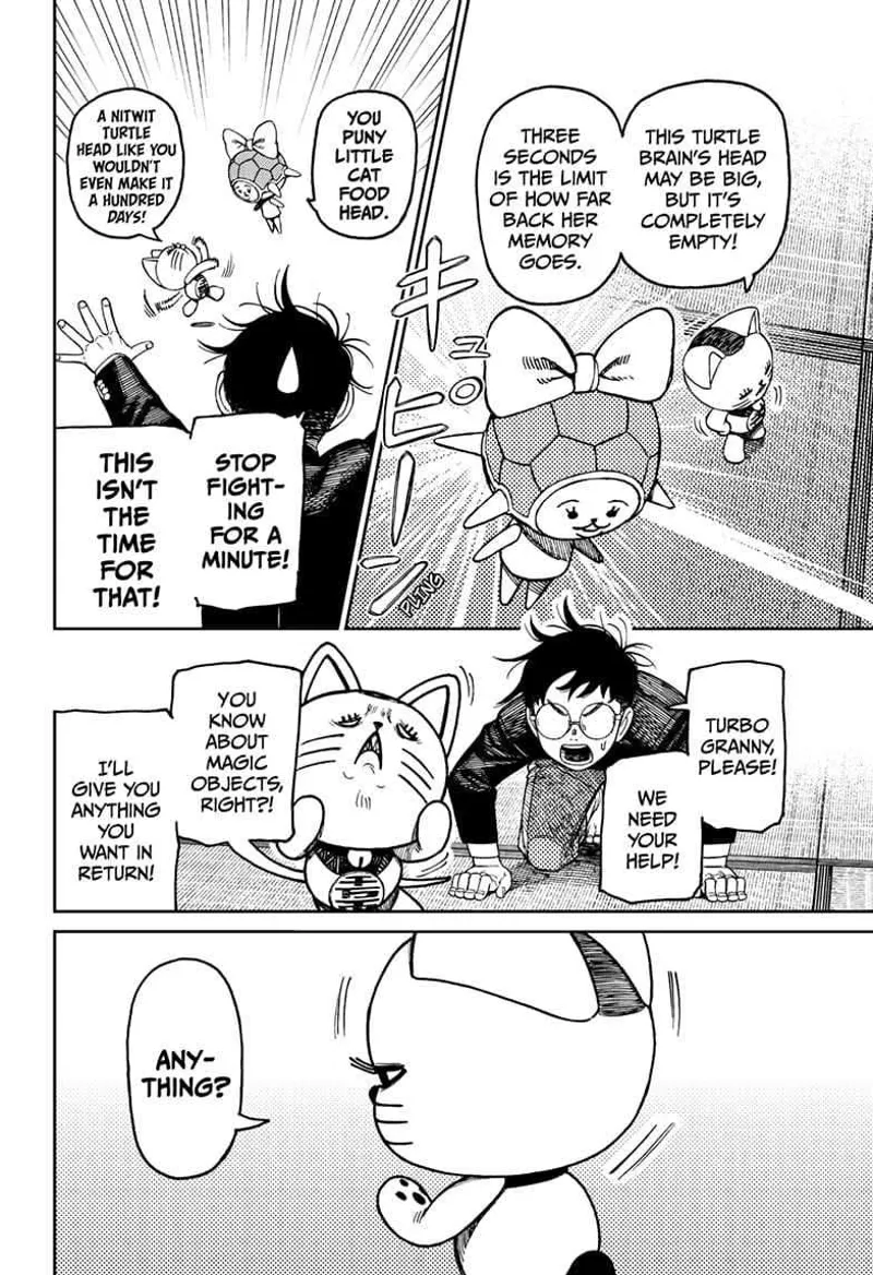 Turbo Granny insults Mai, and they start bickering again. Okarun pleads with Turbo Granny for information about the diorama.