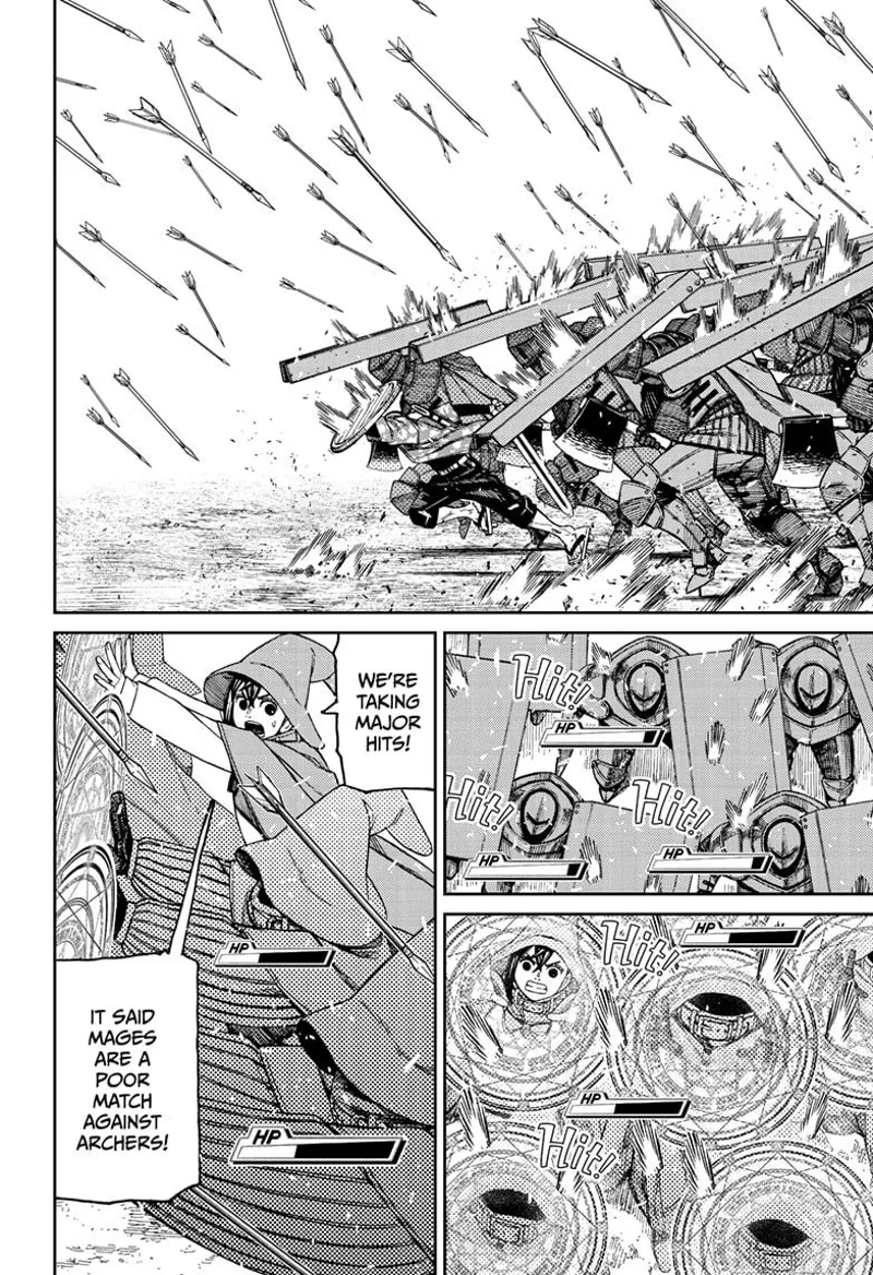 Zuma and the knights use shields to protect themselves from the arrows. Momo's mages are taking major hits.