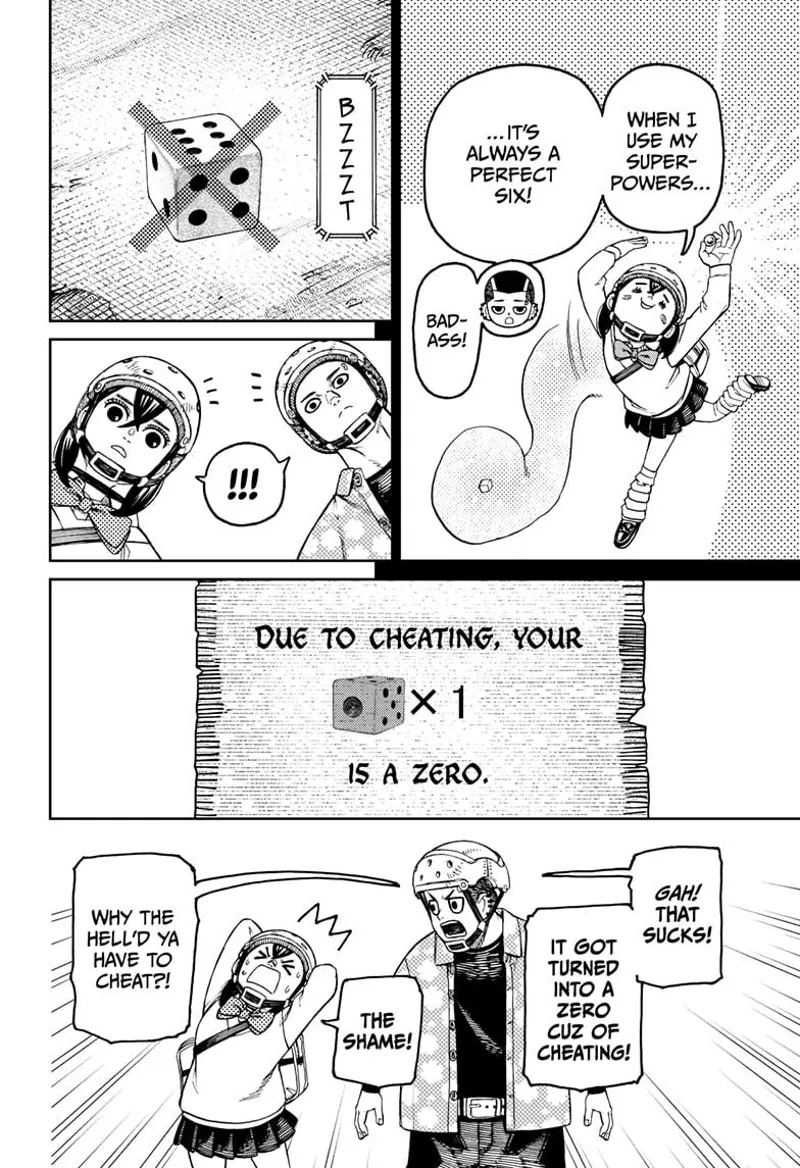 Momo dances and reveals he used her powers to cheat. The game interrupts and gives her a zero. Momo is shameful.