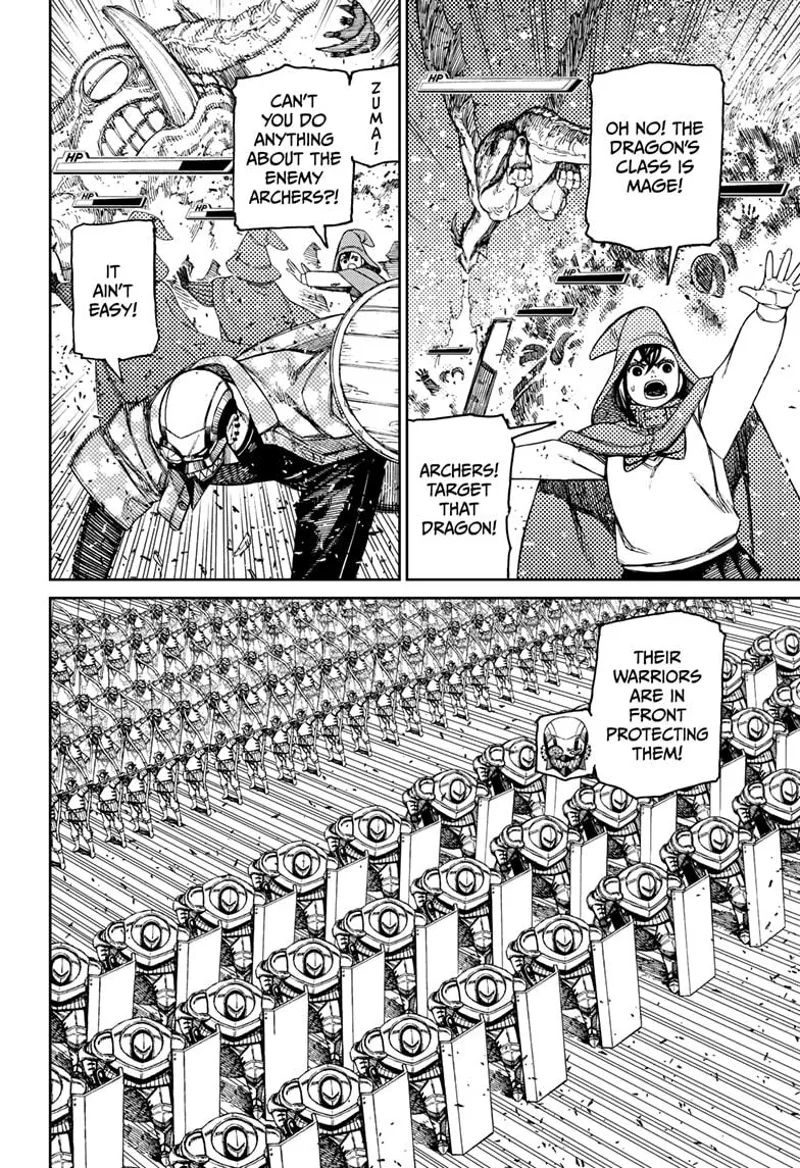 Momo tells their archers to shoot the dragon. Zuma asks for assistance, but she is overwhelmed.