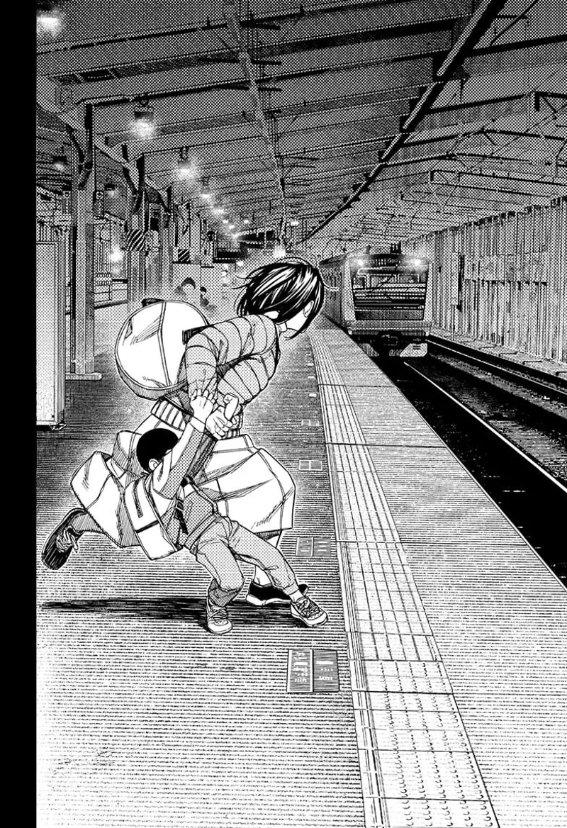 Unji and his mom are in a train station.