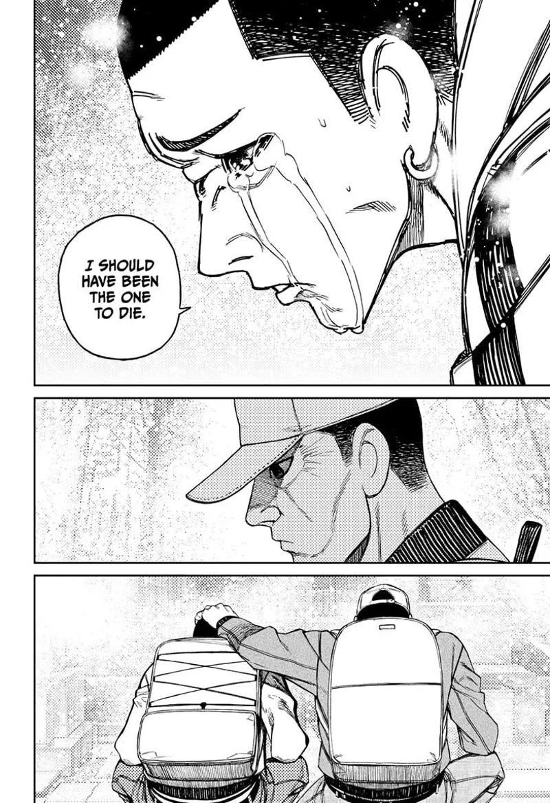 Unji Zuma cries heavily. Msamichi Bega puts his hand on Unji's head to console him.