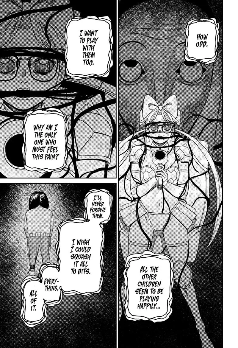 Rin stands in darkness while the Fairy-Tale Card is behind her, slowly restraining her with its black tentacles.