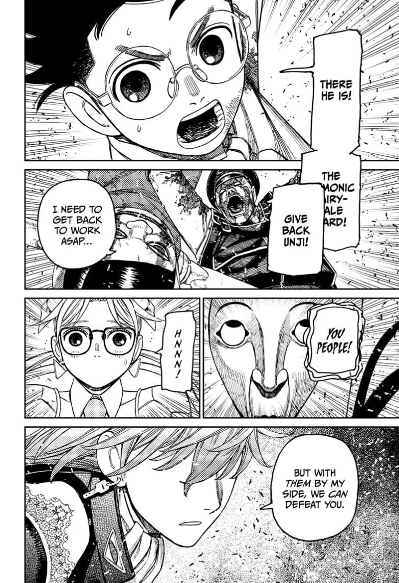 Okarun sees the Fairy-Tale Card. Officer Bega and Serpo attack the enemy. Count Saint-Germain says they can now beat him.