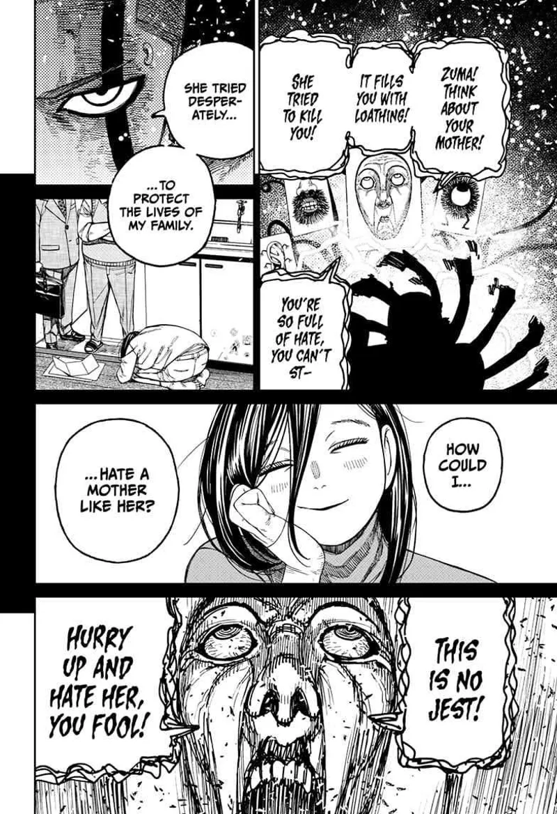 Fairy-Tale Card tries to incite Unji to hate his mother. Unji recalls his mother's pretty smile. FTC gets insanely mad.