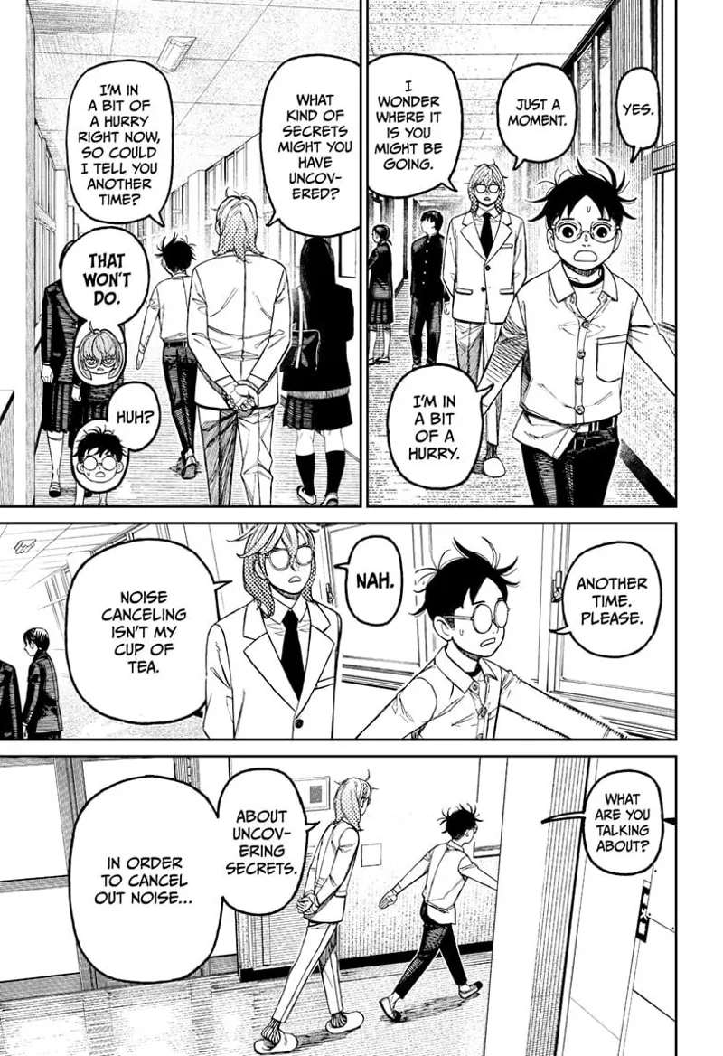 Okarun walks frantically while answering he discovered some secrets. Mr. Sanjome follows him to know more.