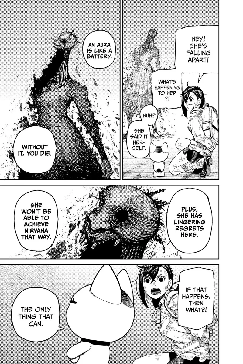 Acro-Silky crumbles, and Momo asks Turbo Granny what would happen to her. Turbo Granny says she can't achieve Nirvana.