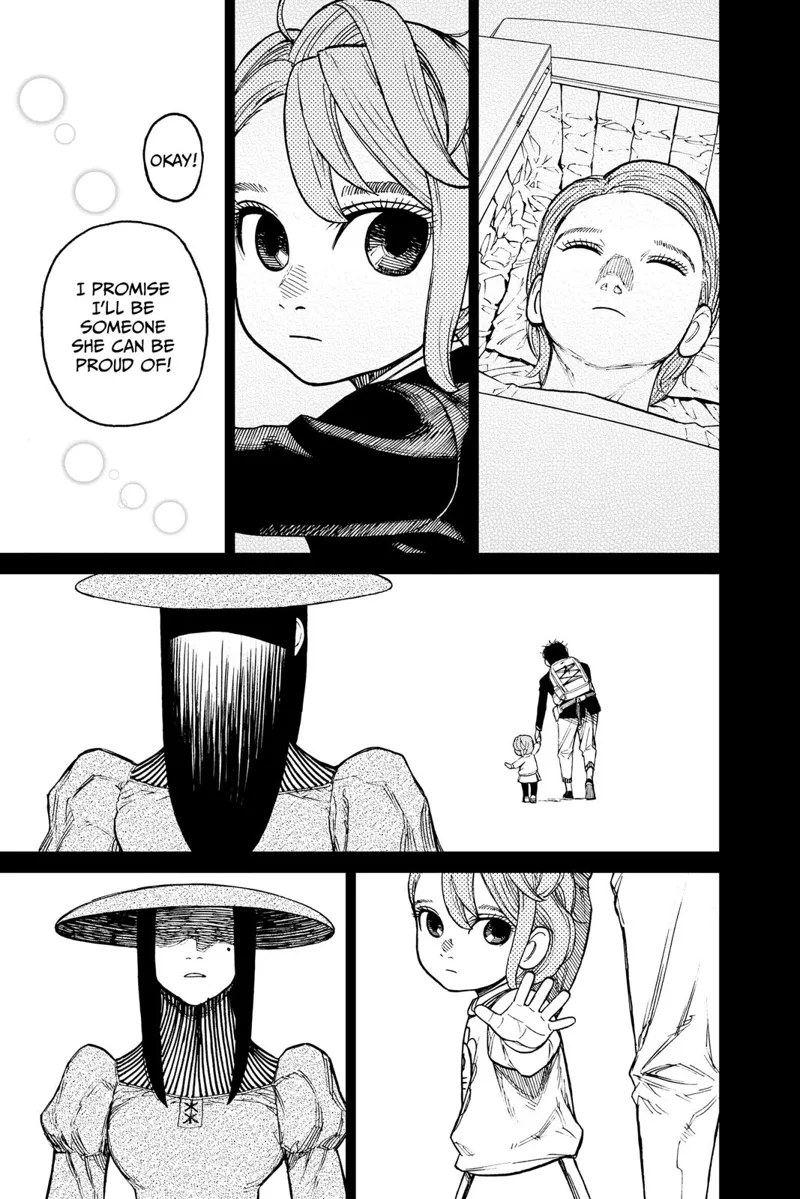 Young Aira sees her mommy in a coffin. Acro-Silky watches Aira, who turns around and waves at her, leaving with her guardian.