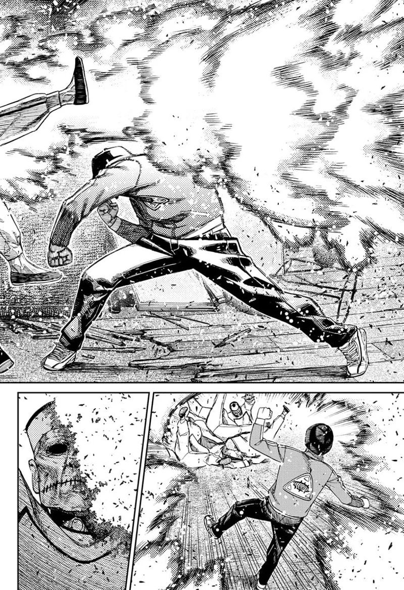 Kashimoto hits one of the kung fu minions and decimates his face.