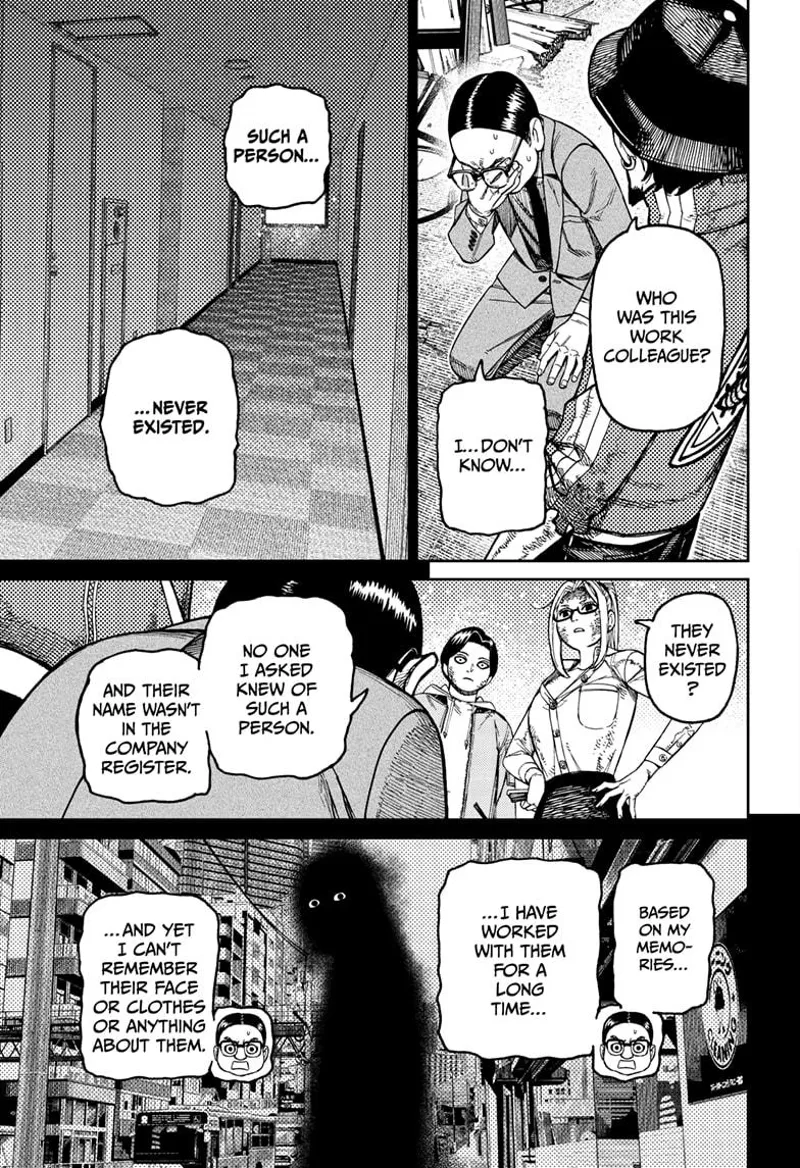 Kashimoto asks who his colleague is, but the man reveals that he doesn't know and has even forgotten everything about them.