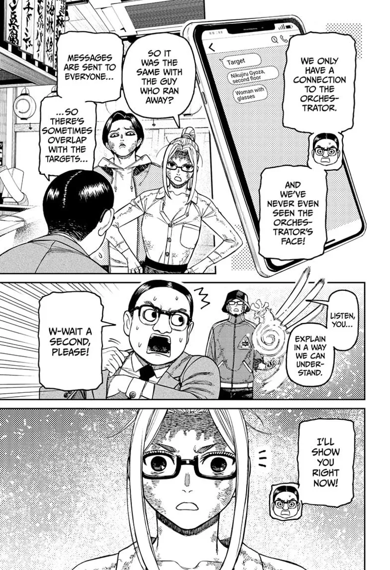 The man explains how the orchestrator contacted him. Seiko is shocked after the man shows her something.