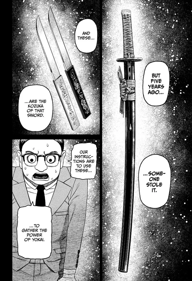 Seiko reveals that someone stole the Asura five years ago, and the small knives are the Kozuka of that sword.