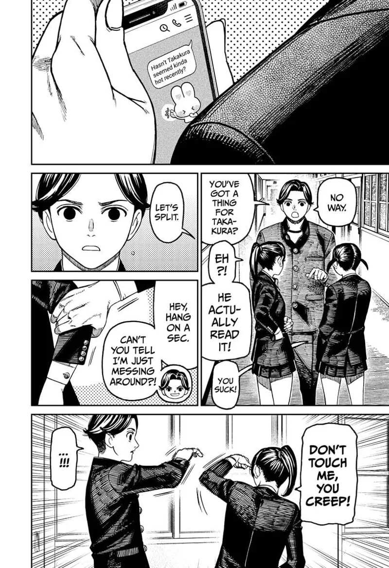 Hase discovers the two ladies like Takakura. One of the ladies slaps his arm for touching her.