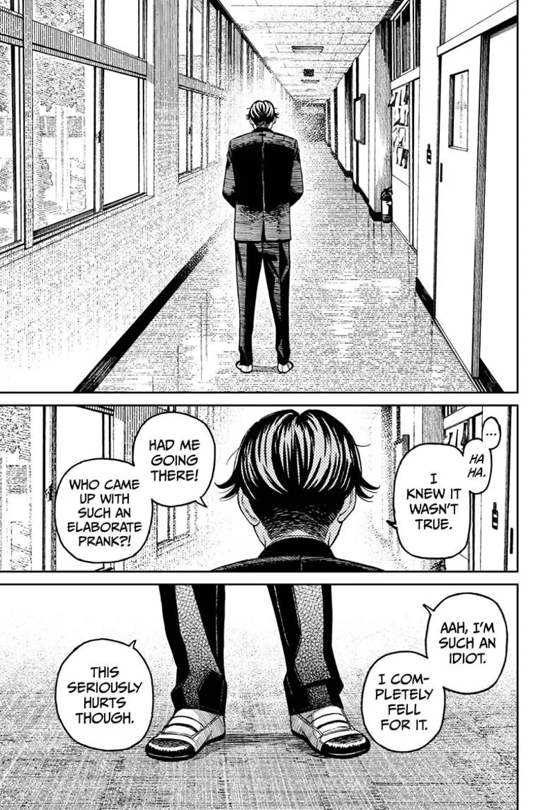 Hase stands still in an empty hallway and realizes that it is all a fake. He falls for it.